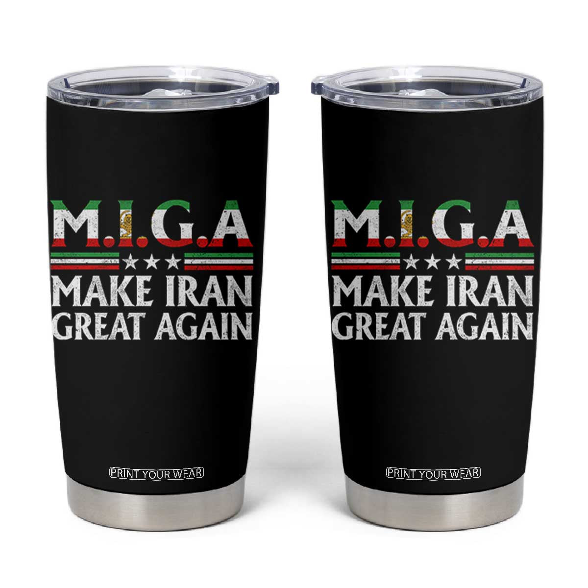 Make Iran Great Again Tumbler Cup MIGA Emblem Of Iran Persian Lion Flag TS11 Black Print Your Wear