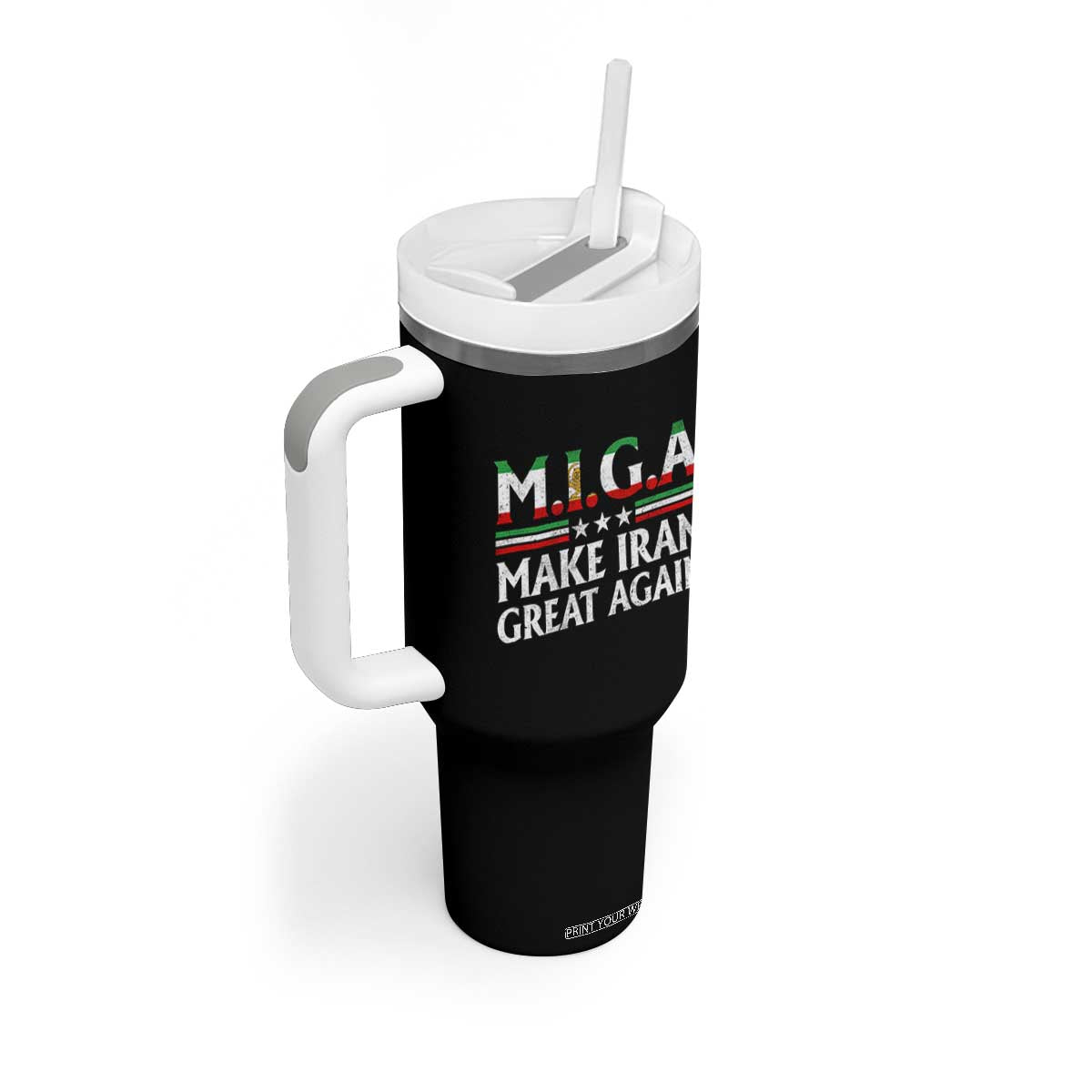 Make Iran Great Again Tumbler With Handle MIGA Emblem Of Iran Persian Lion Flag TS11 Print Your Wear