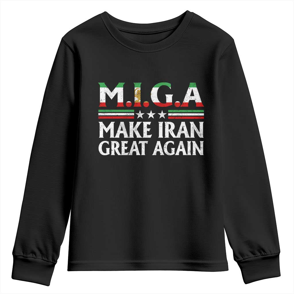 Make Iran Great Again Youth Sweatshirt MIGA Emblem Of Iran Persian Lion Flag TS11 Black Print Your Wear