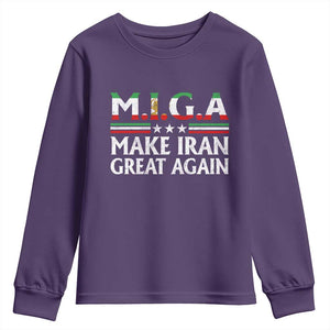Make Iran Great Again Youth Sweatshirt MIGA Emblem Of Iran Persian Lion Flag TS11 Purple Print Your Wear