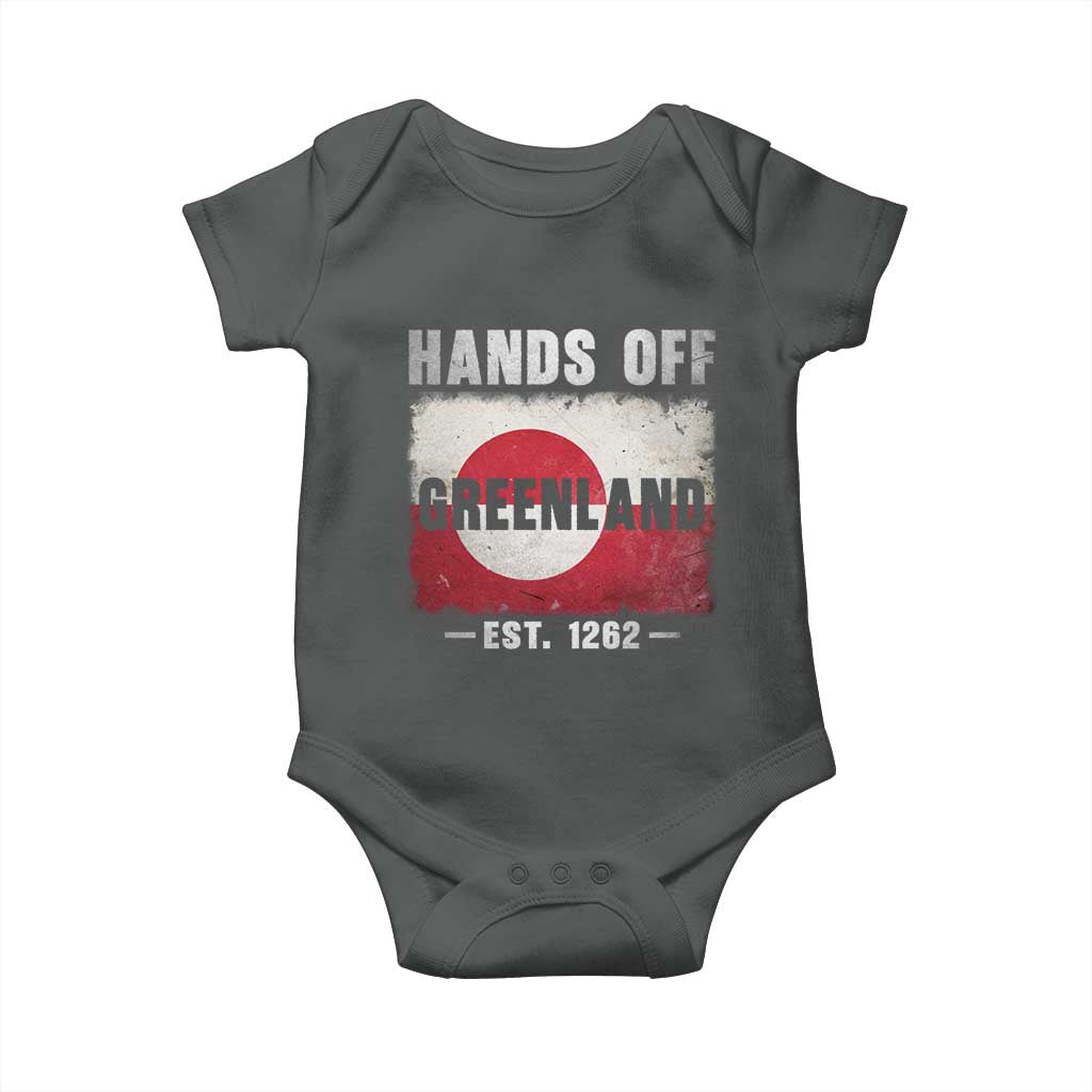 Hands Off Greenland Baby Onesie Greenland EST 1262 Political Protest TS11 Dark Heather Print Your Wear