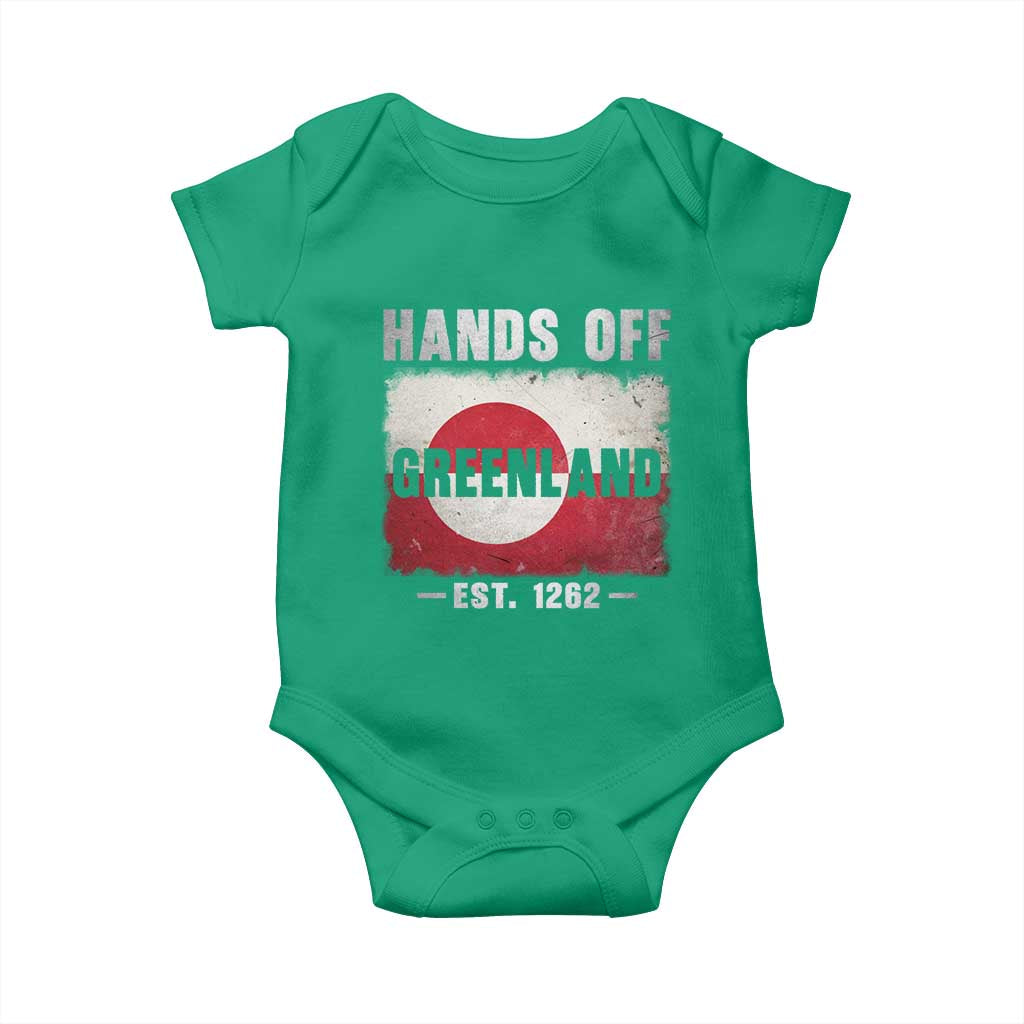 Hands Off Greenland Baby Onesie Greenland EST 1262 Political Protest TS11 Irish Green Print Your Wear