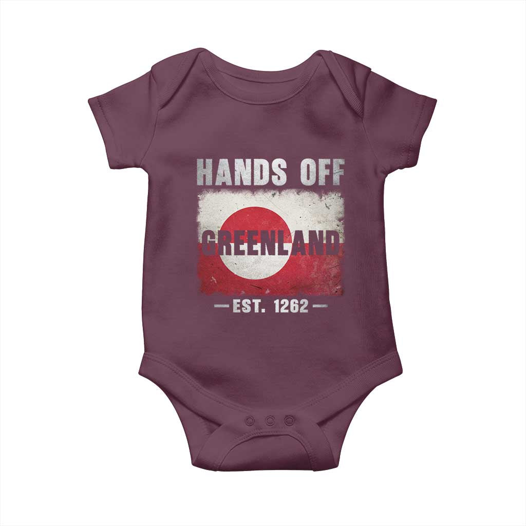 Hands Off Greenland Baby Onesie Greenland EST 1262 Political Protest TS11 Maroon Print Your Wear