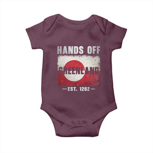 Hands Off Greenland Baby Onesie Greenland EST 1262 Political Protest TS11 Maroon Print Your Wear