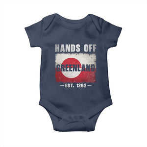 Hands Off Greenland Baby Onesie Greenland EST 1262 Political Protest TS11 Navy Print Your Wear