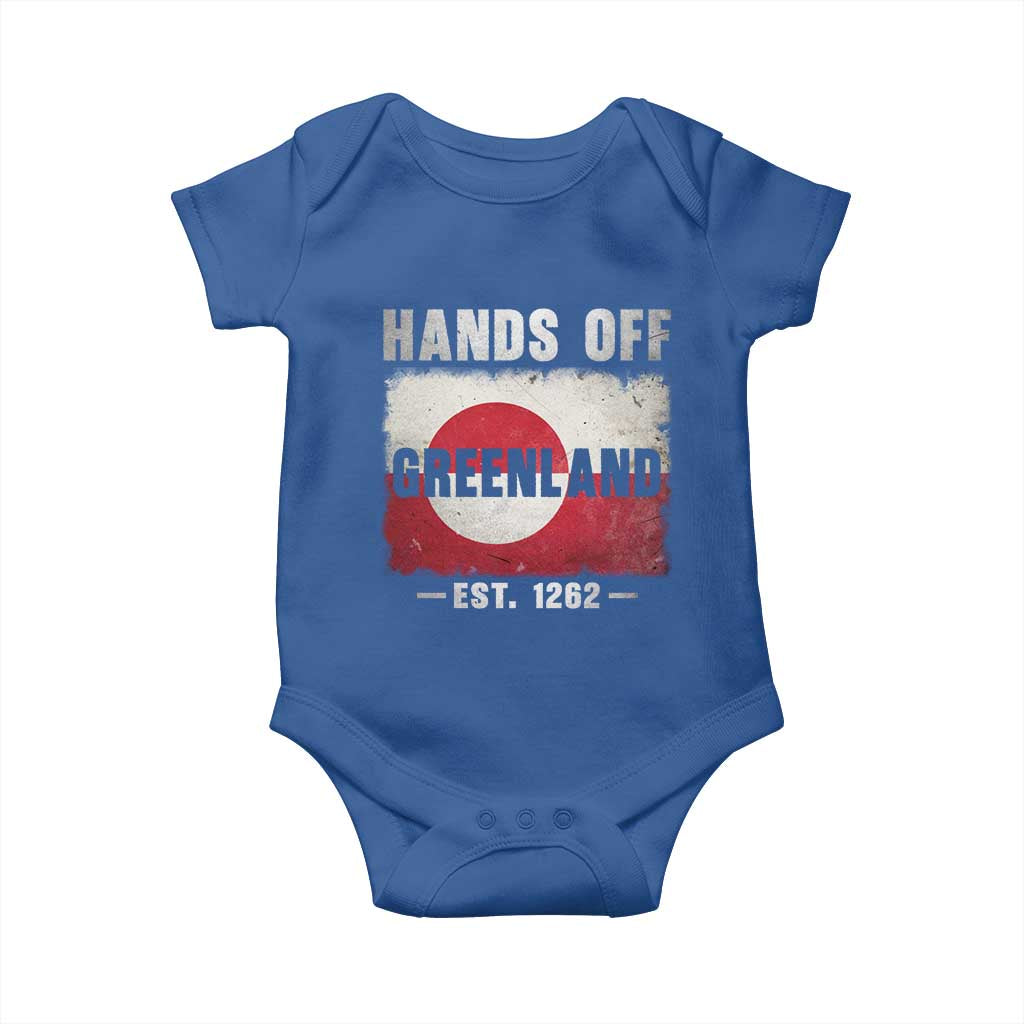 Hands Off Greenland Baby Onesie Greenland EST 1262 Political Protest TS11 Royal Blue Print Your Wear
