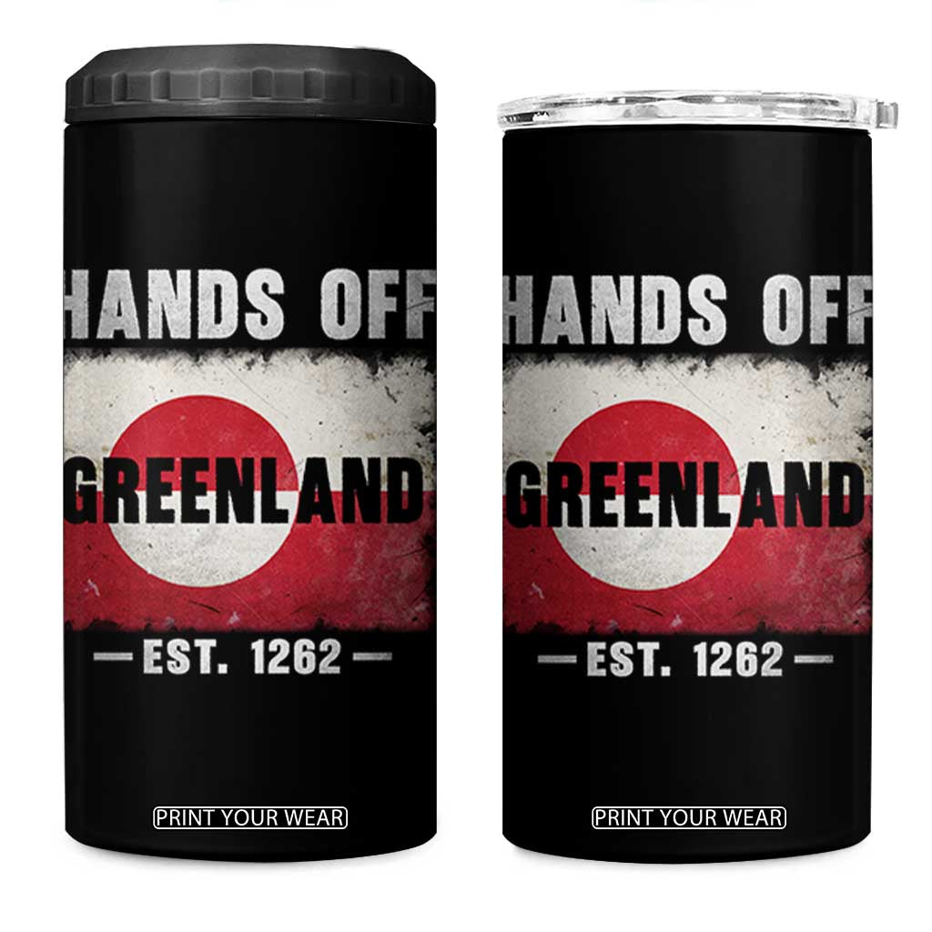 Hands Off Greenland 4 in 1 Can Cooler Tumbler Greenland EST 1262 Political Protest TS11 One Size: 16 oz Black Print Your Wear