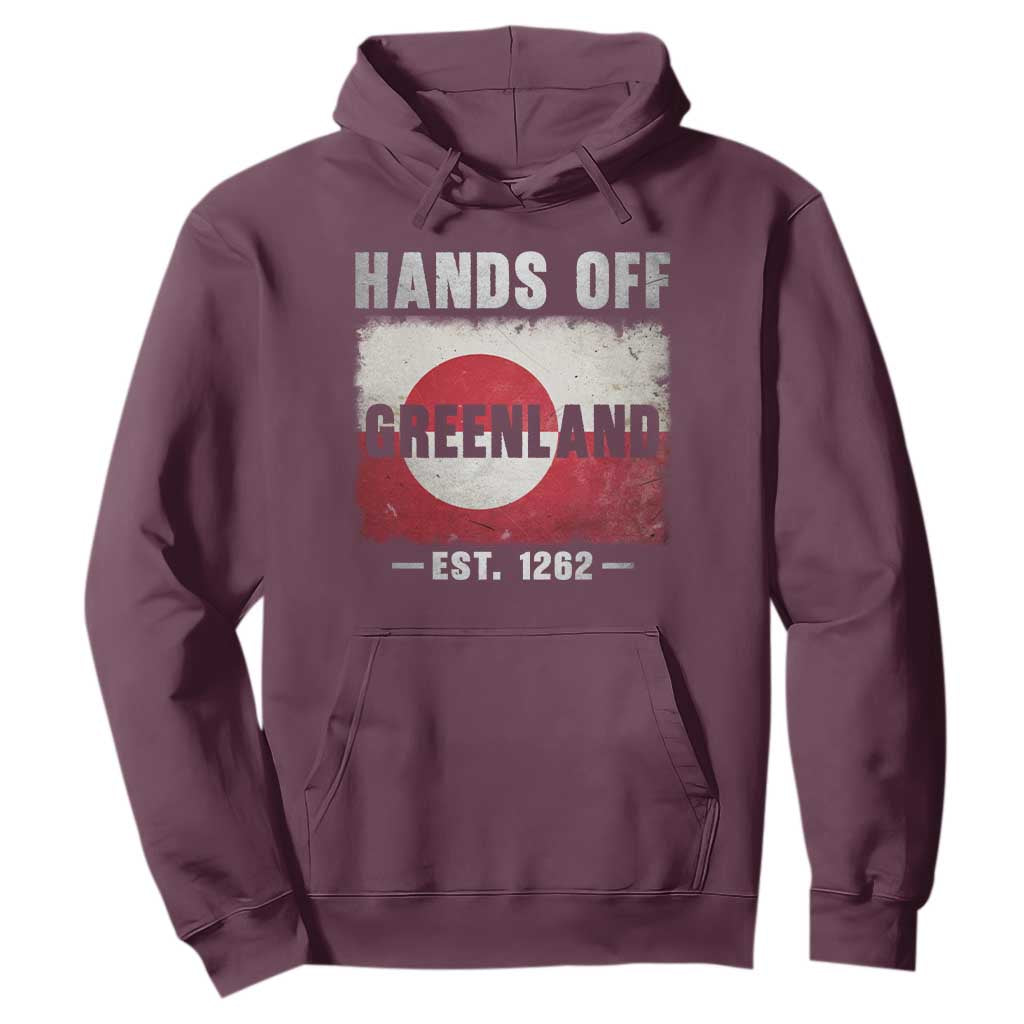 Hands Off Greenland Hoodie Greenland EST 1262 Political Protest TS11 Maroon Print Your Wear