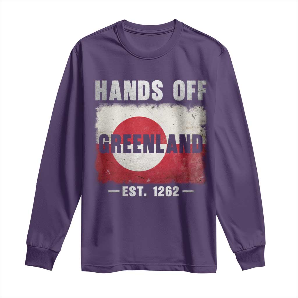 Hands Off Greenland Long Sleeve Shirt Greenland EST 1262 Political Protest TS11 Purple Print Your Wear