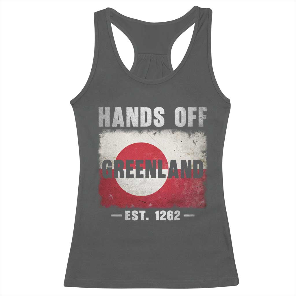 Hands Off Greenland Racerback Tank Top Greenland EST 1262 Political Protest TS11 Dark Heather Print Your Wear