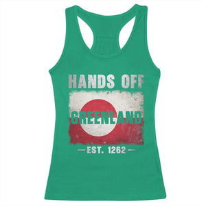 Hands Off Greenland Racerback Tank Top Greenland EST 1262 Political Protest TS11 Irish Green Print Your Wear