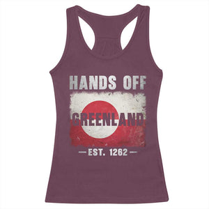 Hands Off Greenland Racerback Tank Top Greenland EST 1262 Political Protest TS11 Maroon Print Your Wear
