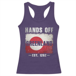 Hands Off Greenland Racerback Tank Top Greenland EST 1262 Political Protest TS11 Purple Print Your Wear