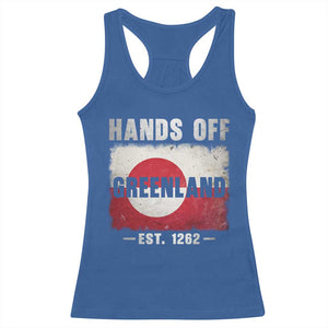 Hands Off Greenland Racerback Tank Top Greenland EST 1262 Political Protest TS11 Royal Blue Print Your Wear