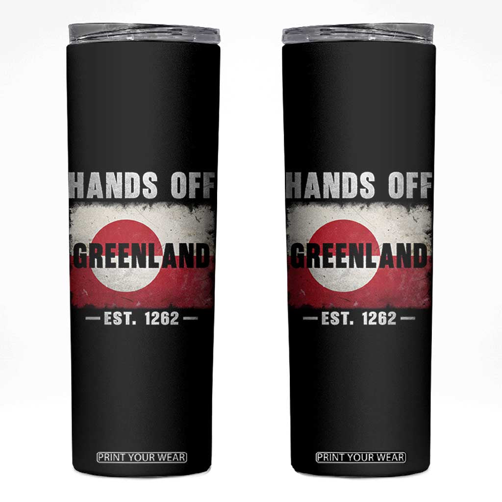 Hands Off Greenland Skinny Tumbler Greenland EST 1262 Political Protest TS11 Black Print Your Wear