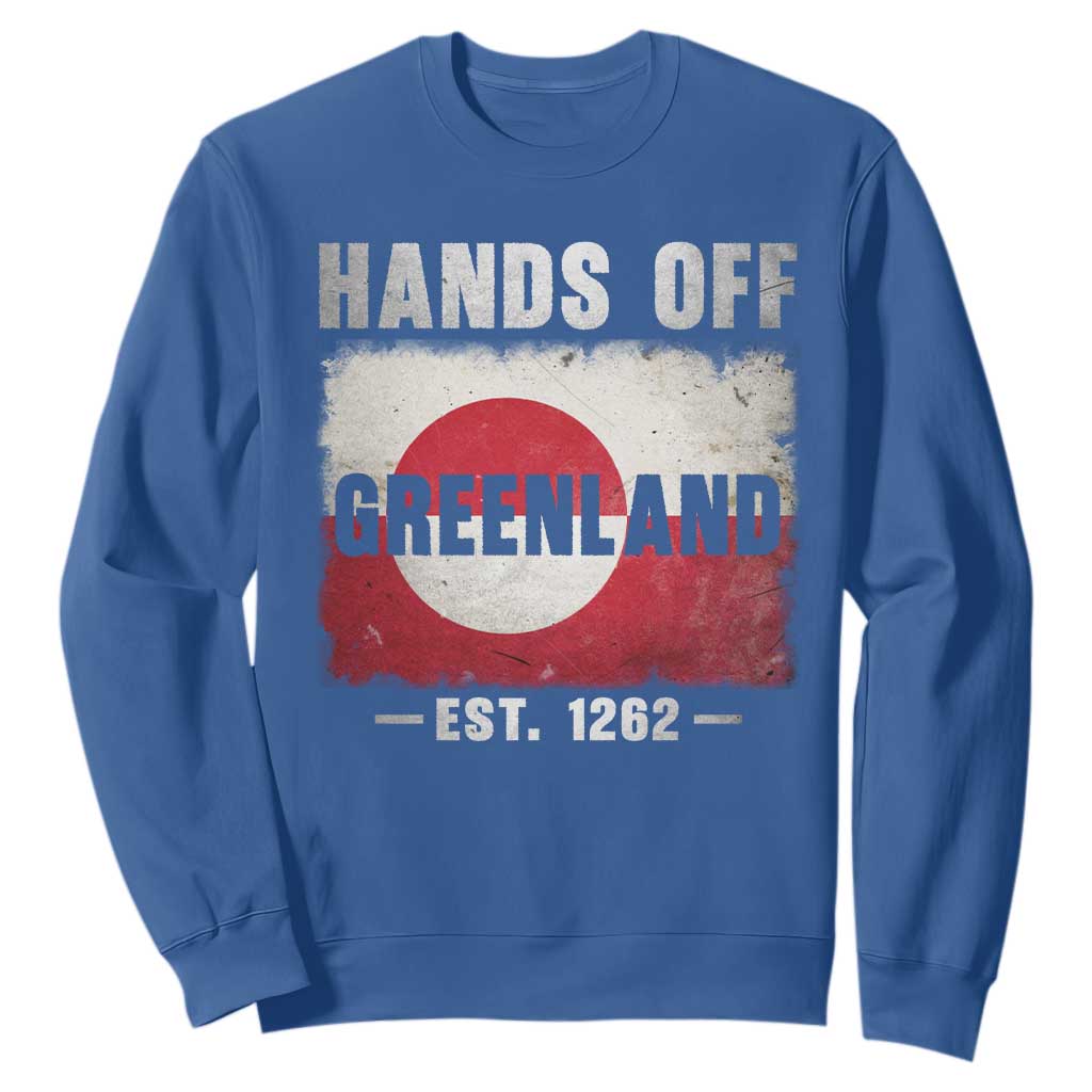 Hands Off Greenland Sweatshirt Greenland EST 1262 Political Protest TS11 Royal Blue Print Your Wear