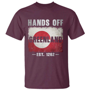 Hands Off Greenland T Shirt Greenland EST 1262 Political Protest TS11 Maroon Print Your Wear