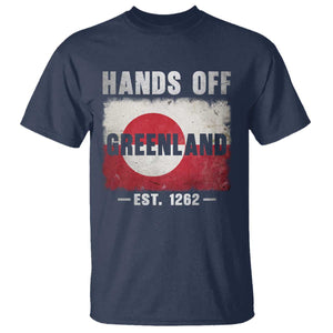 Hands Off Greenland T Shirt Greenland EST 1262 Political Protest TS11 Navy Print Your Wear