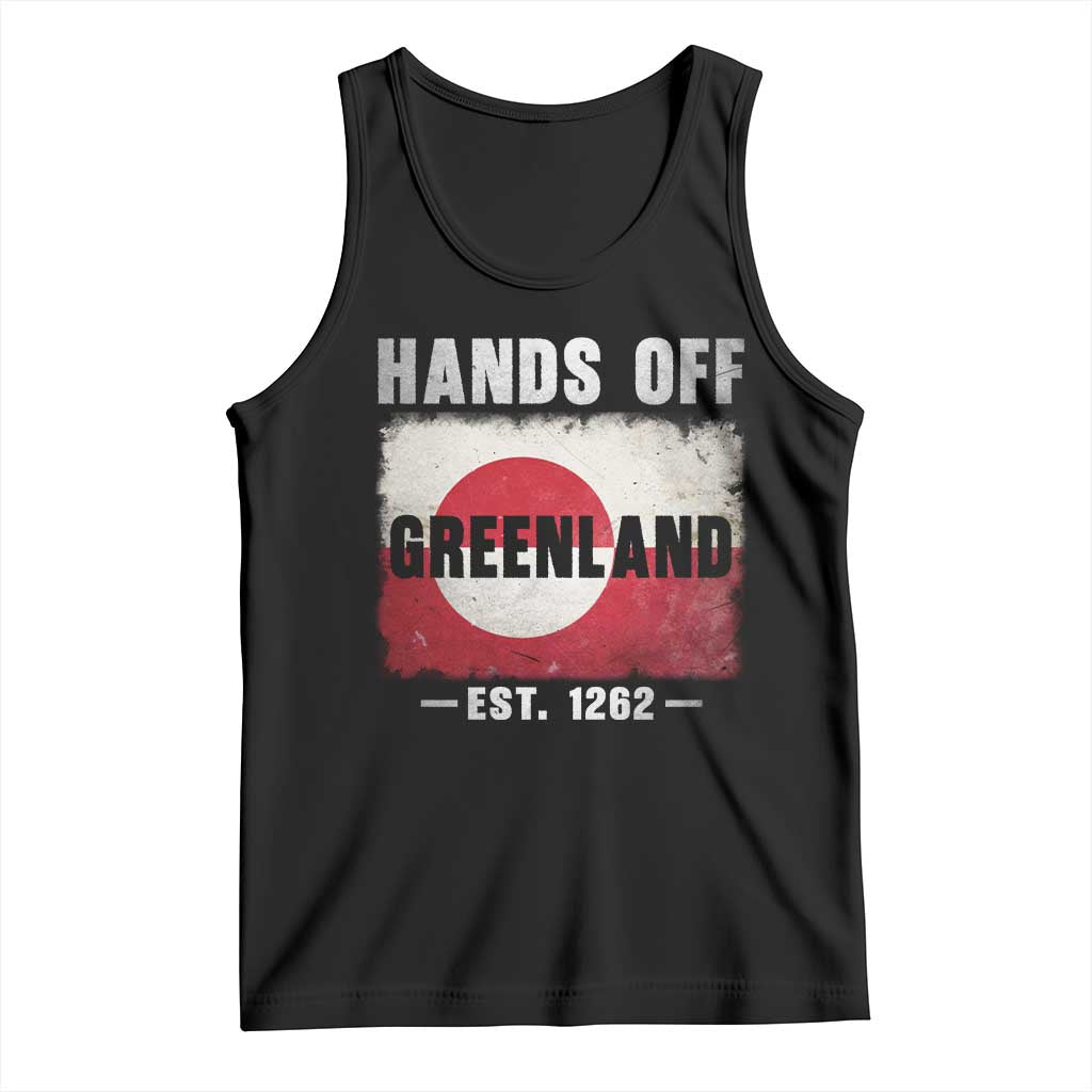 Hands Off Greenland Tank Top Greenland EST 1262 Political Protest TS11 Black Print Your Wear