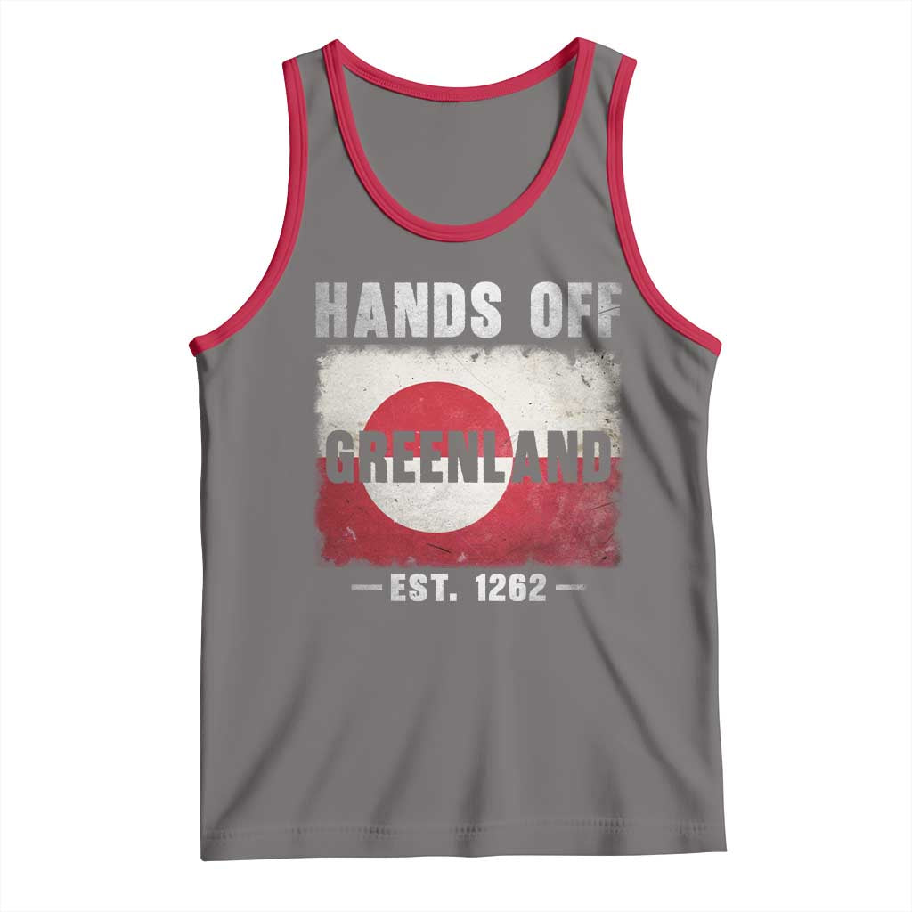 Hands Off Greenland Tank Top Greenland EST 1262 Political Protest TS11 Deep Heather Red Print Your Wear