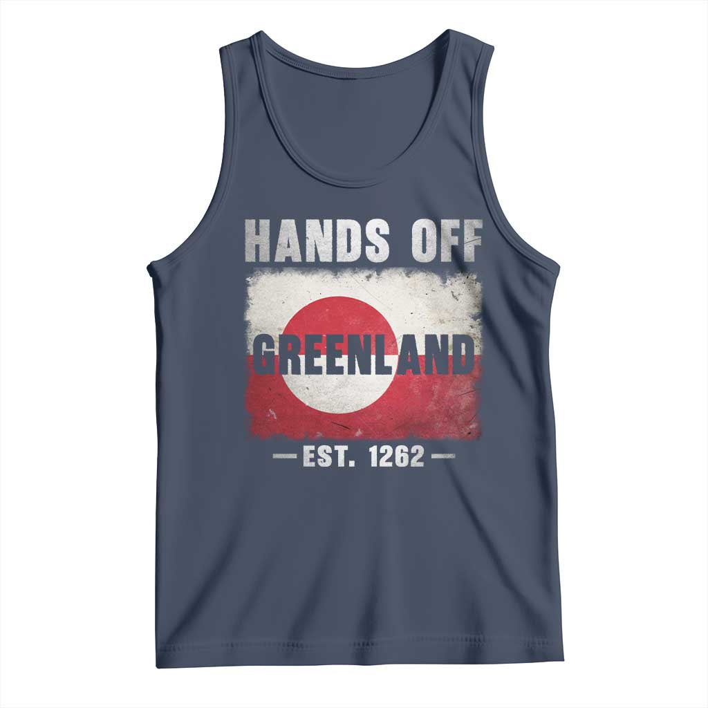 Hands Off Greenland Tank Top Greenland EST 1262 Political Protest TS11 Navy Print Your Wear