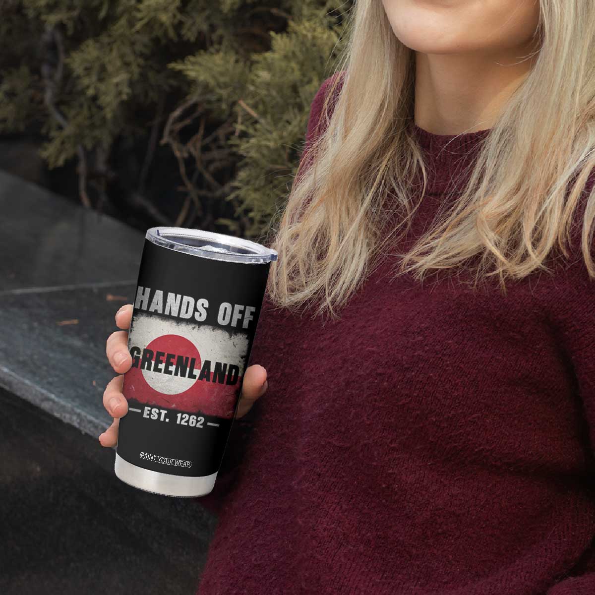 Hands Off Greenland Tumbler Cup Greenland EST 1262 Political Protest TS11 Print Your Wear