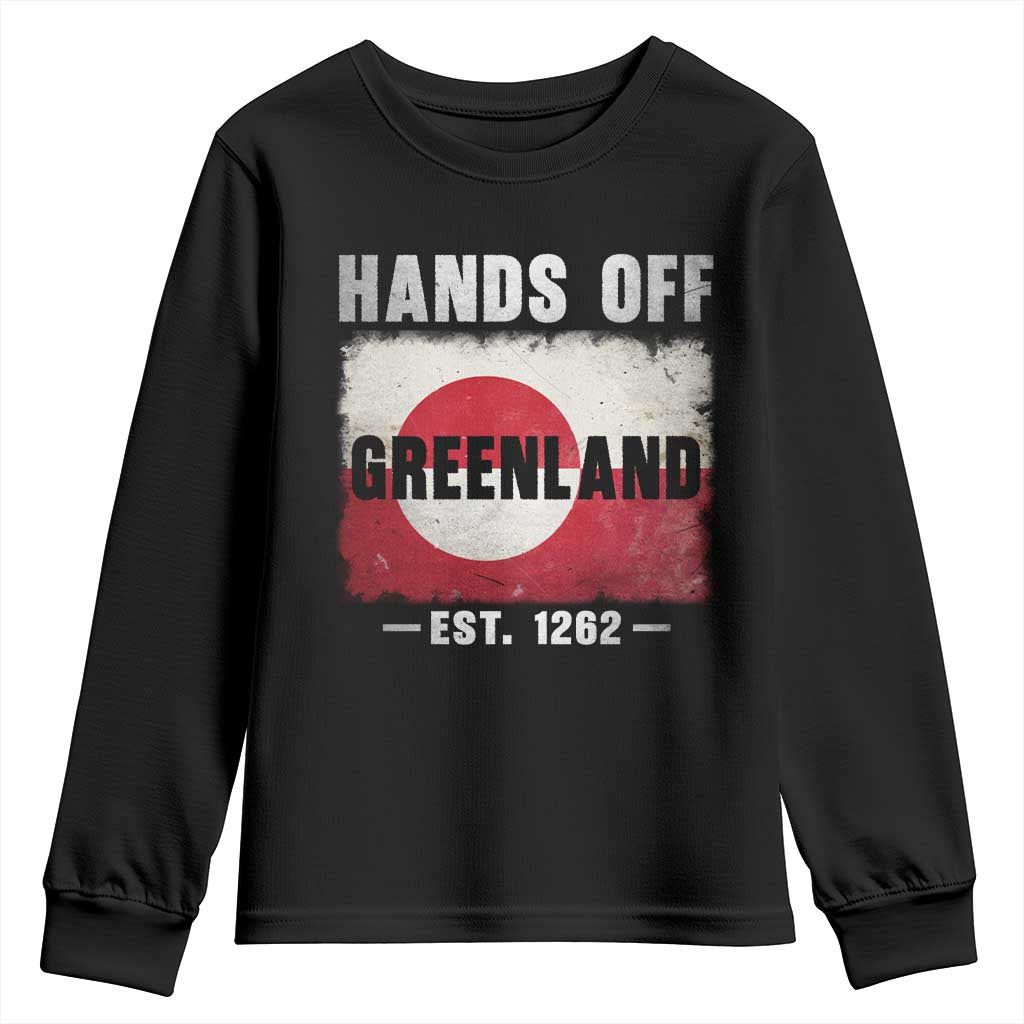 Hands Off Greenland Youth Sweatshirt Greenland EST 1262 Political Protest TS11 Black Print Your Wear