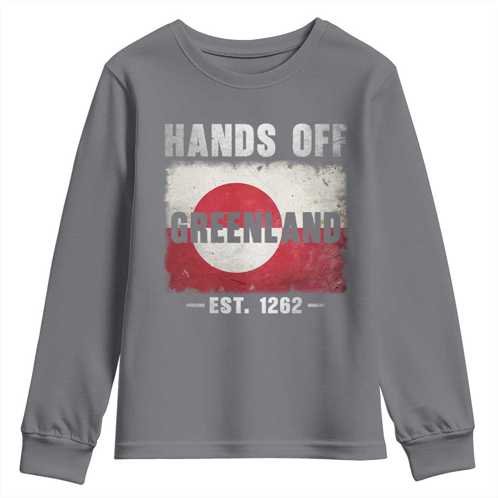 Hands Off Greenland Youth Sweatshirt Greenland EST 1262 Political Protest TS11 Charcoal Print Your Wear