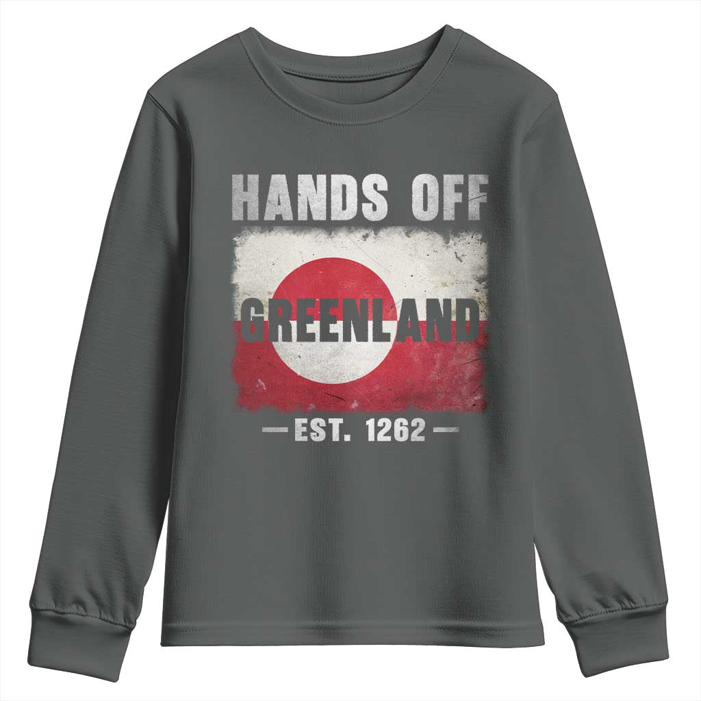 Hands Off Greenland Youth Sweatshirt Greenland EST 1262 Political Protest TS11 Dark Heather Print Your Wear