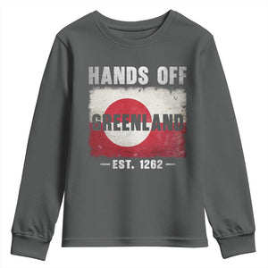 Hands Off Greenland Youth Sweatshirt Greenland EST 1262 Political Protest TS11 Dark Heather Print Your Wear
