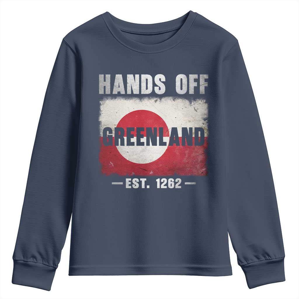Hands Off Greenland Youth Sweatshirt Greenland EST 1262 Political Protest TS11 Navy Print Your Wear