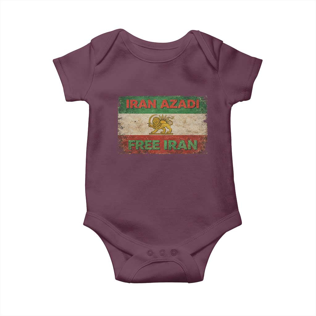Iran Azadi Lion Sun Sword Flag Free Iran Revolution Baby Onesie TS11 Maroon Print Your Wear