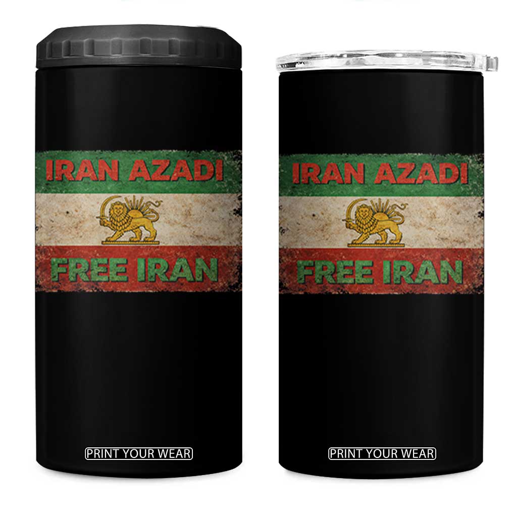 Iran Azadi Lion Sun Sword Flag Free Iran Revolution 4 in 1 Can Cooler Tumbler TS11 One Size: 16 oz Black Print Your Wear
