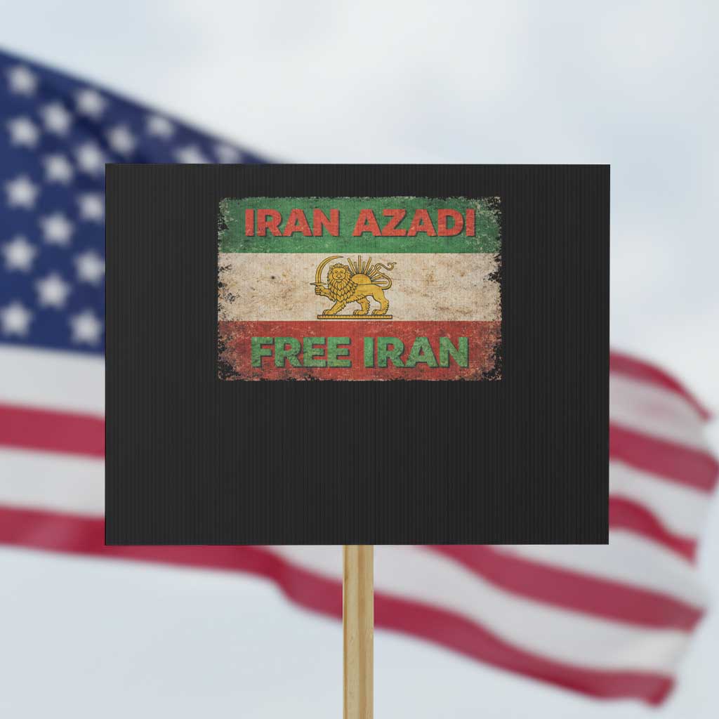 Iran Azadi Lion Sun Sword Flag Free Iran Revolution Protest Sign TS11 Horizontal 18