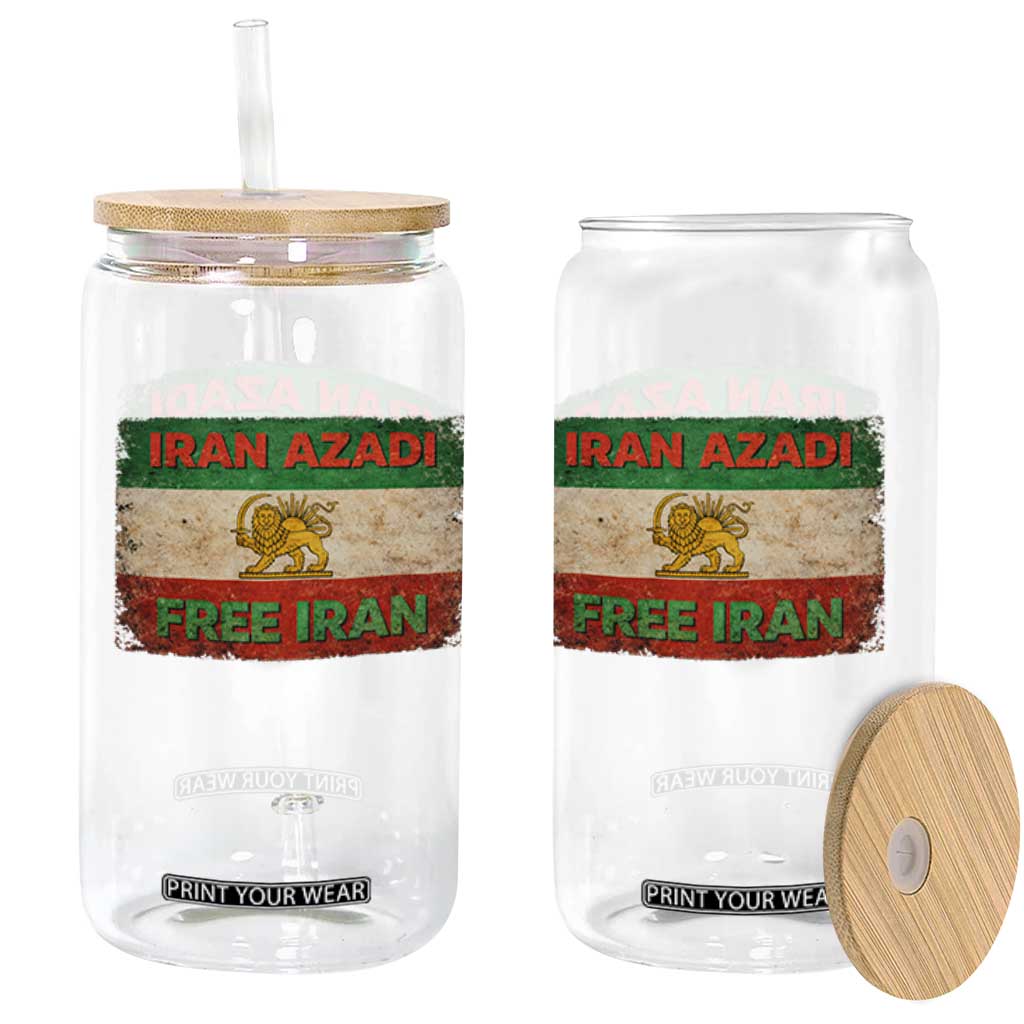 Iran Azadi Lion Sun Sword Flag Free Iran Revolution Glass Can TS11 Print Your Wear