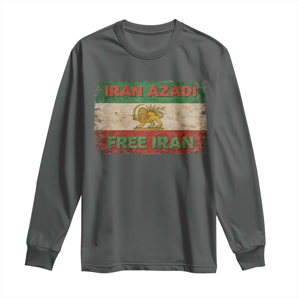 Iran Azadi Lion Sun Sword Flag Free Iran Revolution Long Sleeve Shirt TS11 Dark Heather Print Your Wear