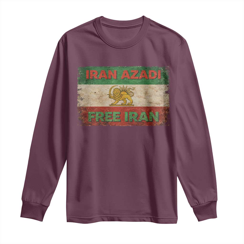 Iran Azadi Lion Sun Sword Flag Free Iran Revolution Long Sleeve Shirt TS11 Maroon Print Your Wear