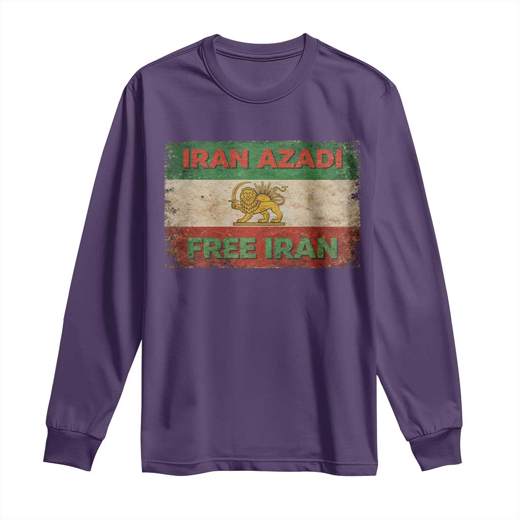 Iran Azadi Lion Sun Sword Flag Free Iran Revolution Long Sleeve Shirt TS11 Purple Print Your Wear