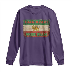 Iran Azadi Lion Sun Sword Flag Free Iran Revolution Long Sleeve Shirt TS11 Purple Print Your Wear