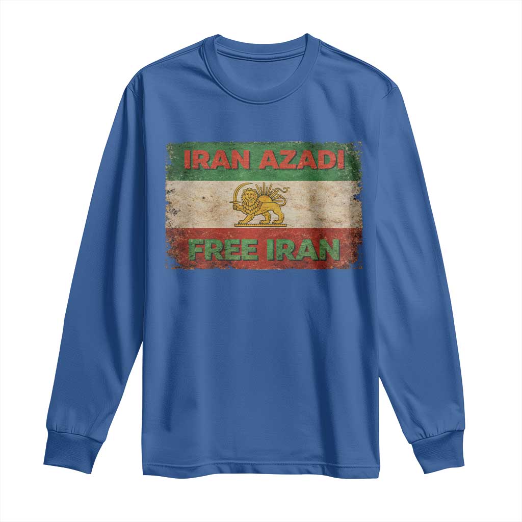 Iran Azadi Lion Sun Sword Flag Free Iran Revolution Long Sleeve Shirt TS11 Royal Blue Print Your Wear