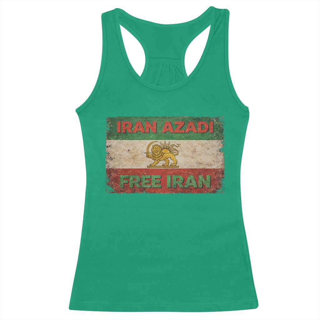 Iran Azadi Lion Sun Sword Flag Free Iran Revolution Racerback Tank Top TS11 Irish Green Print Your Wear