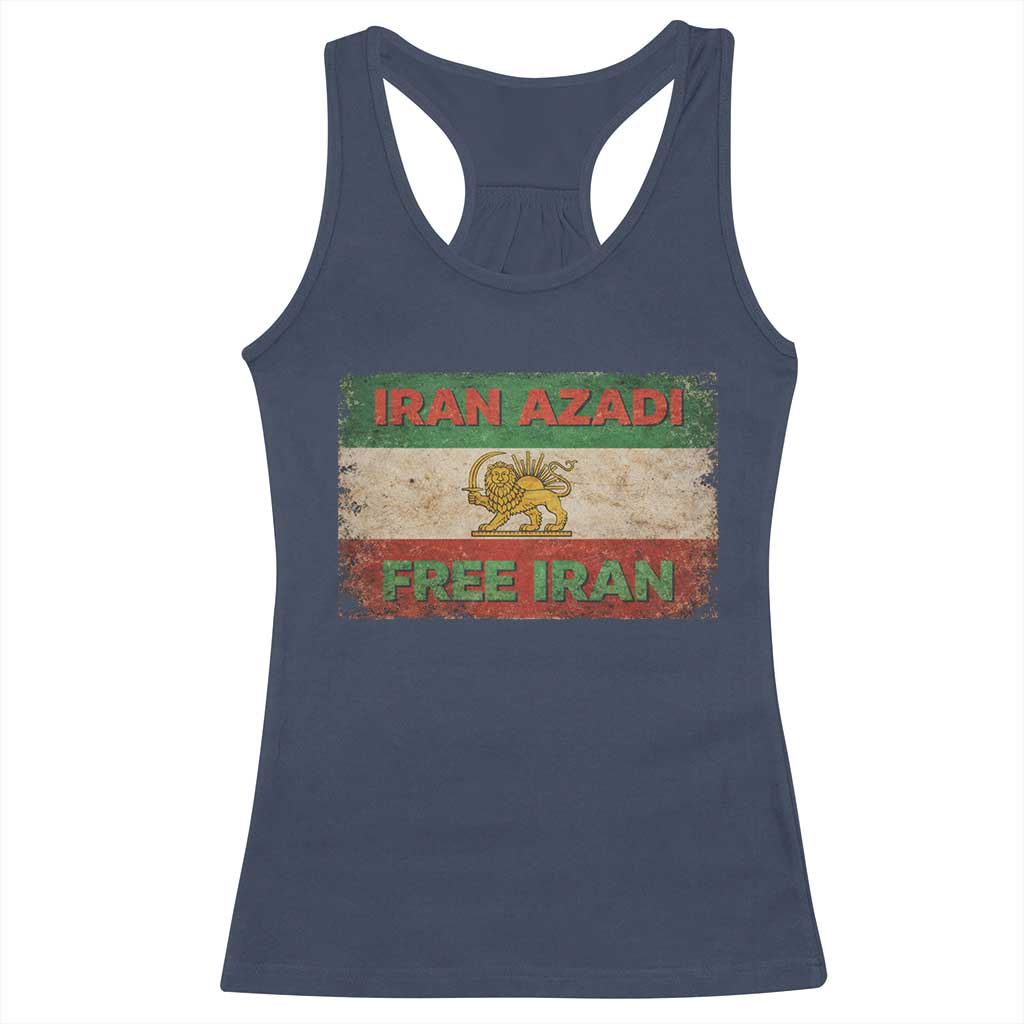 Iran Azadi Lion Sun Sword Flag Free Iran Revolution Racerback Tank Top TS11 Navy Print Your Wear