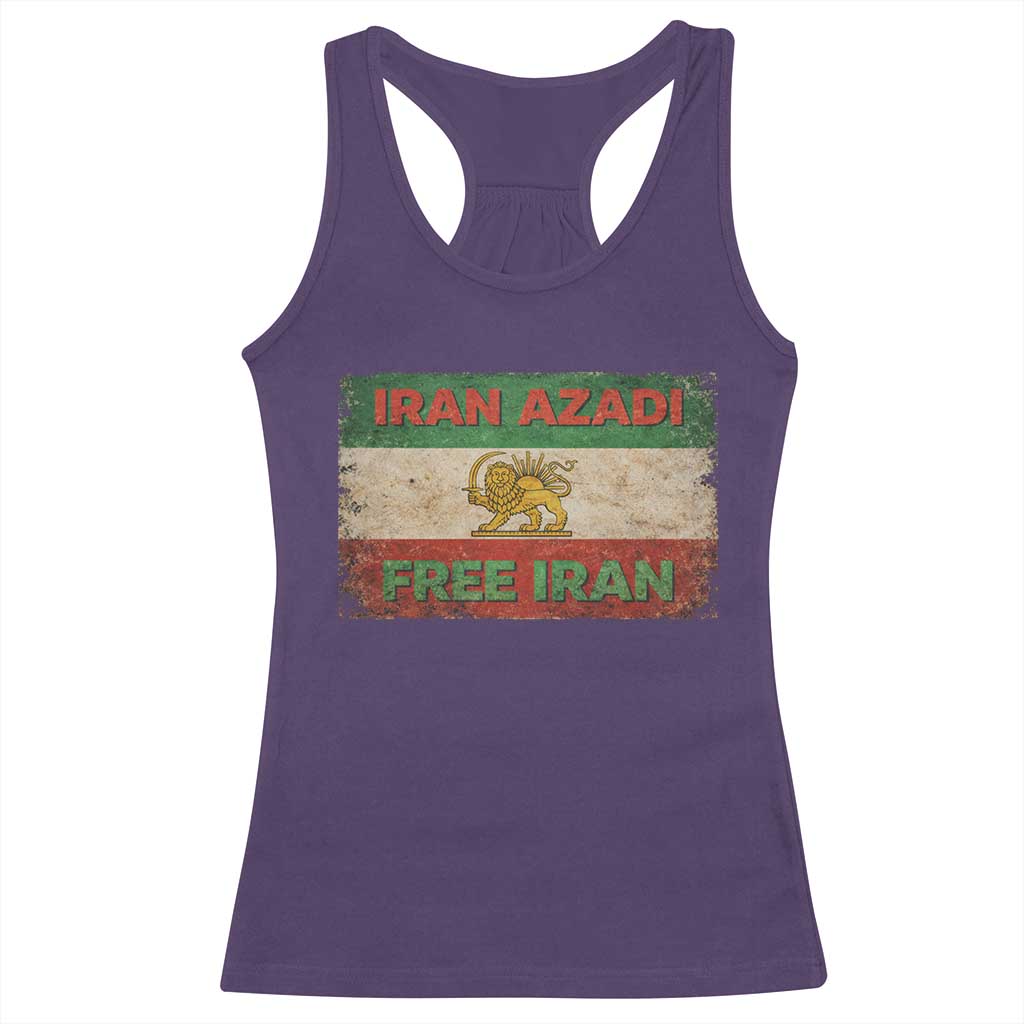 Iran Azadi Lion Sun Sword Flag Free Iran Revolution Racerback Tank Top TS11 Purple Print Your Wear