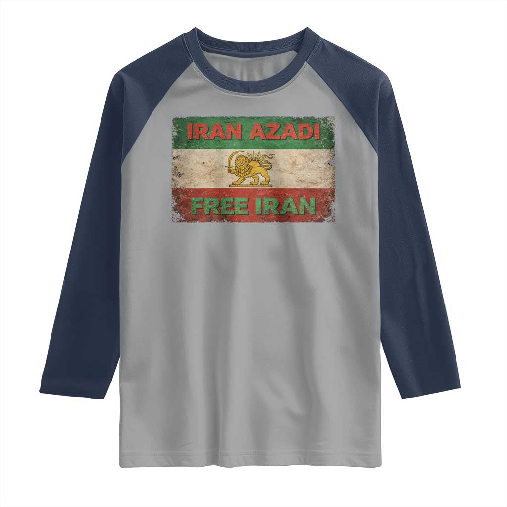 Iran Azadi Lion Sun Sword Flag Free Iran Revolution Raglan Shirt TS11 Sport Gray Navy Print Your Wear
