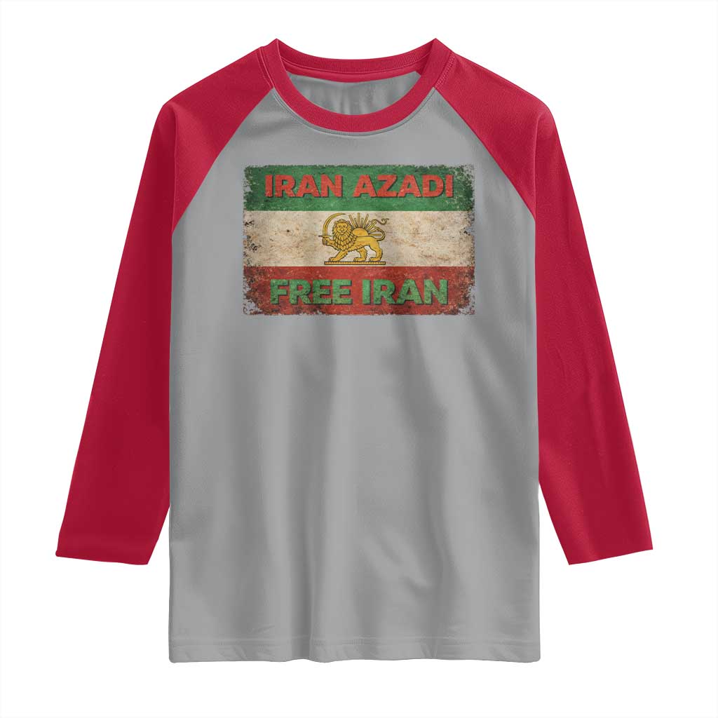 Iran Azadi Lion Sun Sword Flag Free Iran Revolution Raglan Shirt TS11 Sport Gray Red Print Your Wear