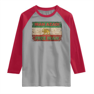 Iran Azadi Lion Sun Sword Flag Free Iran Revolution Raglan Shirt TS11 Sport Gray Red Print Your Wear