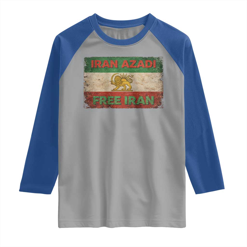 Iran Azadi Lion Sun Sword Flag Free Iran Revolution Raglan Shirt TS11 Sport Gray Royal Print Your Wear