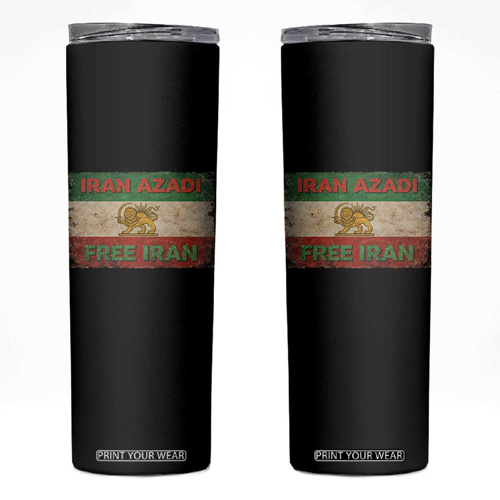 Iran Azadi Lion Sun Sword Flag Free Iran Revolution Skinny Tumbler TS11 Black Print Your Wear