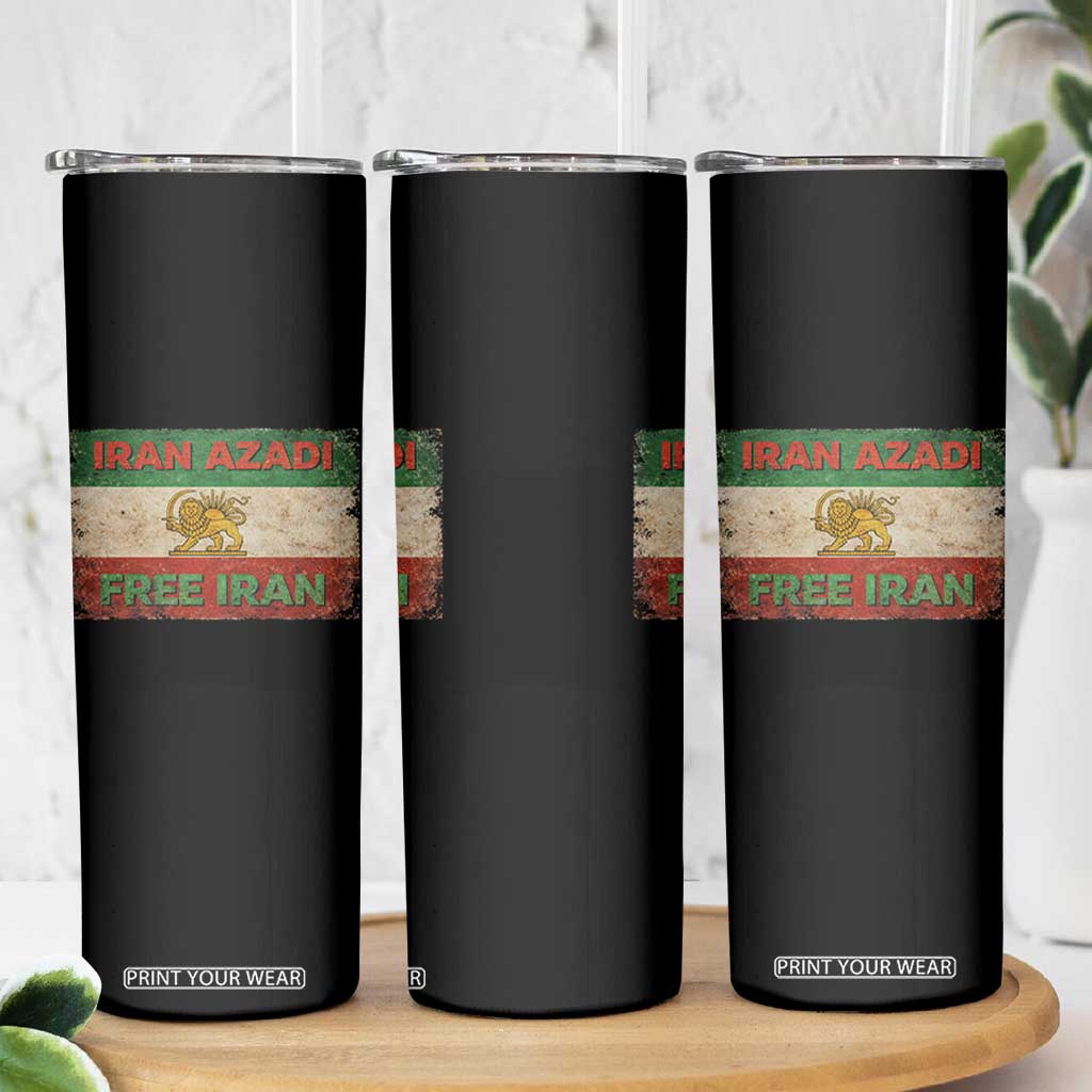 Iran Azadi Lion Sun Sword Flag Free Iran Revolution Skinny Tumbler TS11 Print Your Wear