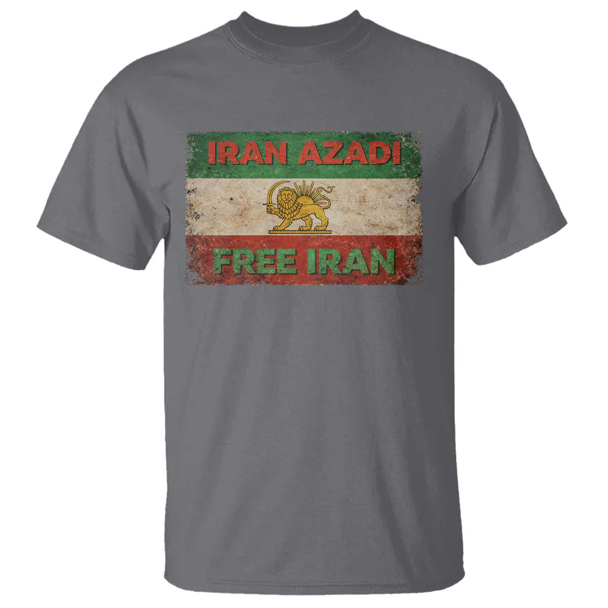 Iran Azadi Lion Sun Sword Flag Free Iran Revolution T Shirt TS11 Charcoal Print Your Wear